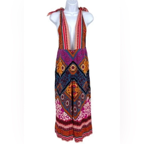 Free People Maritzah One-Piece Jumpsuit 🌺 Boho Patchwork Print | Size 4 | NWOT - Picture 3 of 9